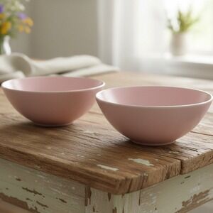 IKEA Dinera Matte Pink Coupe Cereal Soup Bowls Set of 2